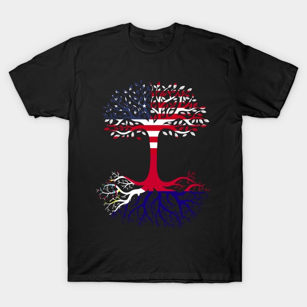 American Grown Saint Martin Roots Saint Martin Flag T-Shirt by BramCrye